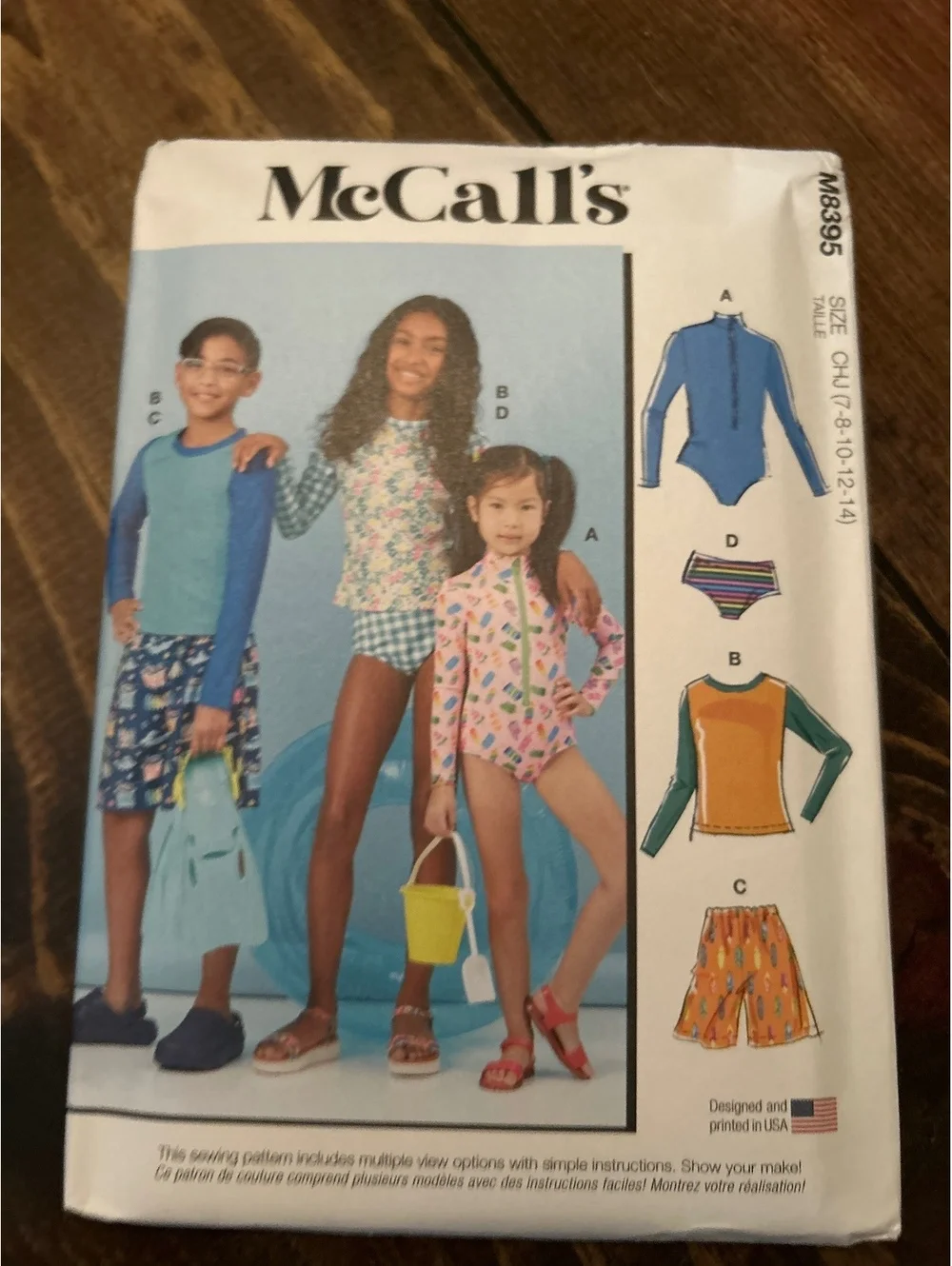 McCall's M8395 Kids' Swimwear Sewing Pattern - Uncut, Fair Condition